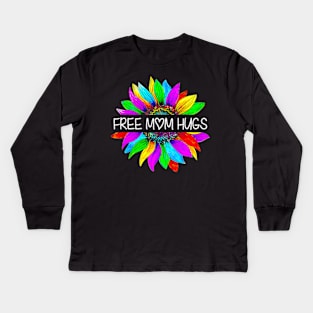 Free Mom Hugs Gay Pride LGBT Daisy Hippie Kids Long Sleeve T-Shirt